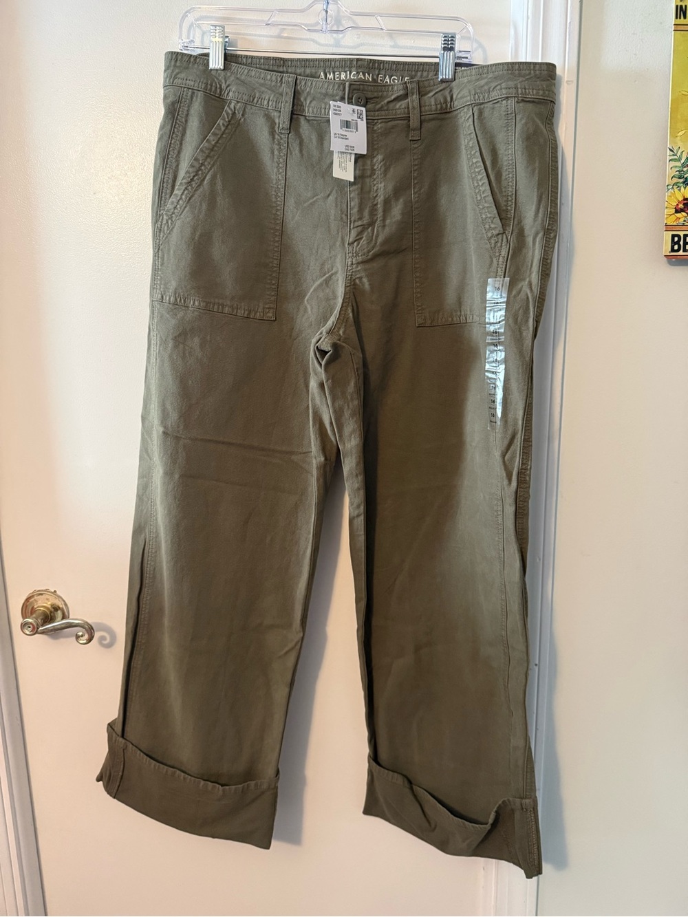 American Eagle Outfitters Olive Green Stovepipe Wide-Leg Pants